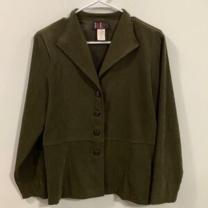 R & K originals olive green jacket, very soft & soft on inside too, good cond
